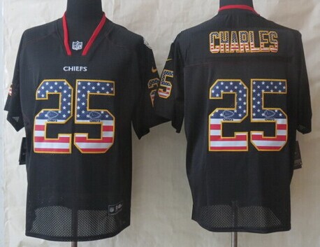 Nike Kansas City Chiefs #25 Jamaal Charles 2014 USA Flag Fashion Black Elite Jersey