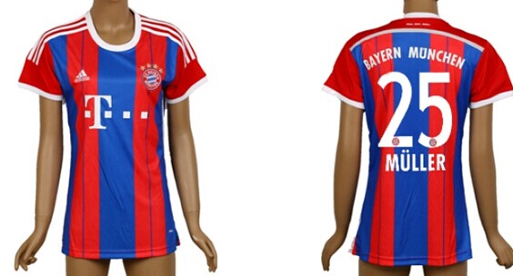 2014/15 Bayern Munchen #25 Muller Home Soccer AAA+ T-Shirt_Womens