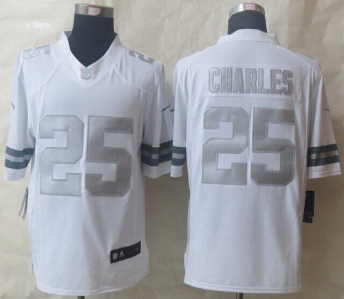 Nike Kansas City Chiefs #25 Jamaal Charles Platinum White Limited Jersey