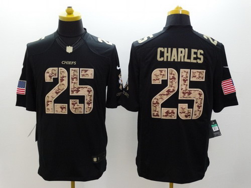Nike Kansas City Chiefs #25 Jamaal Charles Salute to Service Black Limited Jersey