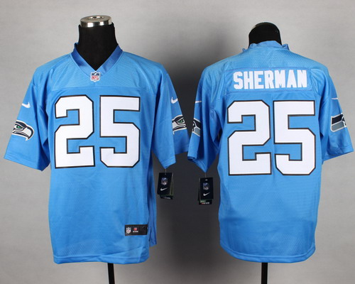 Nike Seattle Seahawks #25 Richard Sherman Light Blue Elite Jersey