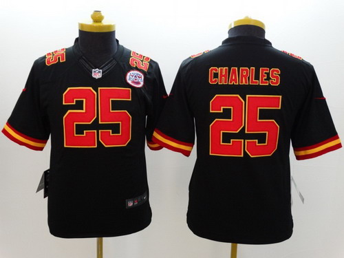 Nike Kansas City Chiefs #25 Jamaal Charles Black Limited Kids Jersey