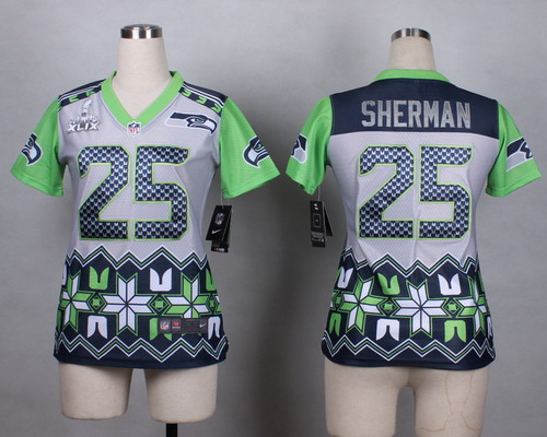 Nike Seattle Seahawks #25 Richard Sherman 2015 Super Bowl XLIX Noble Fashion Womens Jersey