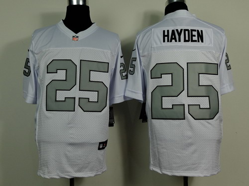 Nike Oakland Raiders #25 D.J. Hayden White With Silvery Elite Jersey