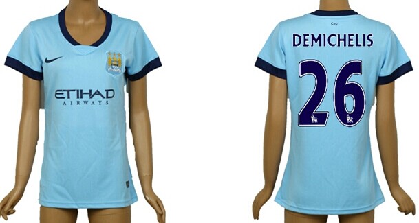 2014/15 Manchester City #26 Demichelis Home Soccer AAA+ T-Shirt_Womens