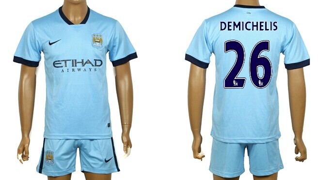 2014/15 Manchester City #26 Demichelis Home Soccer Shirt Kit