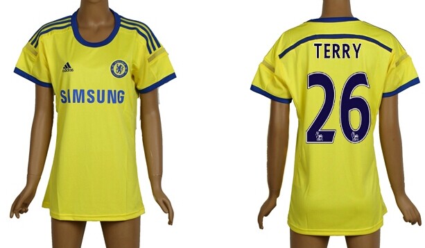 2014/15 Chelsea FC #26 Terry Away Yellow Soccer AAA+ T-Shirt_Womens