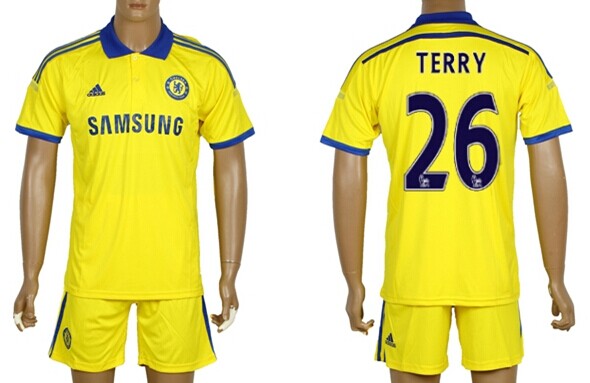 2014/15 Chelsea FC #26 Terry Away Yellow Soccer Shirt Kit