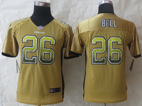 Nike Pittsburgh Steelers #26 LeVeon Bell 2013 Drift Fashion Yellow Kids Jersey