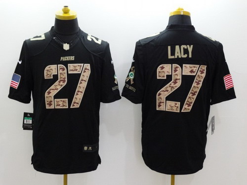 Nike Green Bay Packers #27 Eddie Lacy Salute to Service Black Limited Jersey