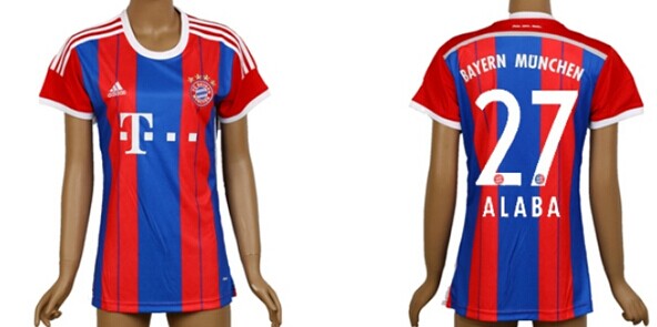 2014/15 Bayern Munchen #27 Alaba Home Soccer AAA+ T-Shirt_Womens