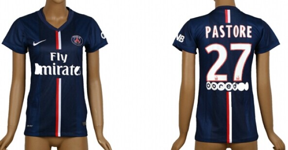 2014/15 Paris Saint-Germain #27 Pastore Home Soccer AAA+ T-Shirt_Womens