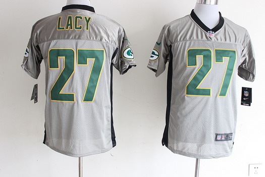 Nike Green Bay Packers #27 Eddie Lacy Gray Shadow Elite Jersey