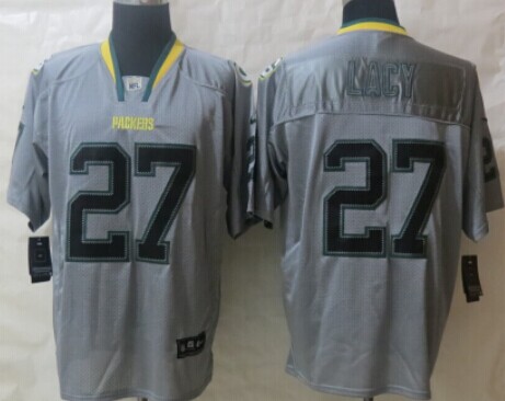 Nike Green Bay Packers #27 Eddie Lacy Lights Out Gray Elite Jersey