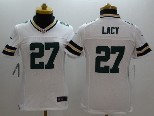Nike Green Bay Packers #27 Eddie Lacy White Limited Womens Jersey