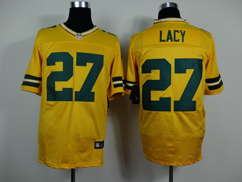 Nike Green Bay Packers #27 Eddie Lacy Yellow Elite Jersey