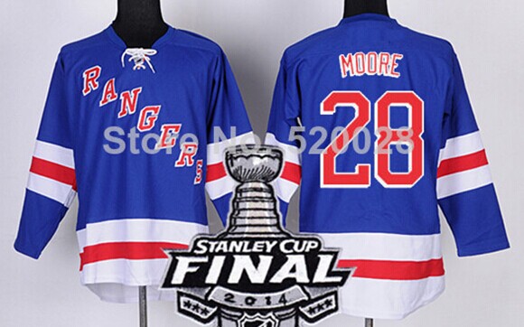 New York Rangers #28 Dominic Moore 2014 Stanley Cup Light Blue Jersey