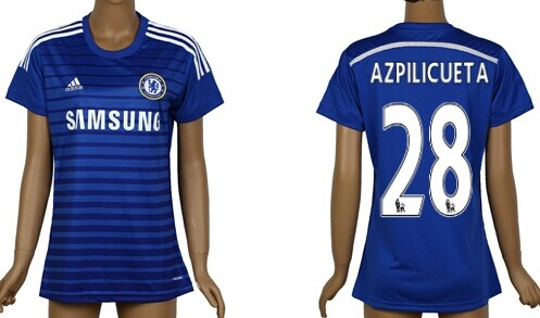 2014/15 Chelsea FC #28 Azpilicueta Home Soccer AAA+ T-Shirt_Womens