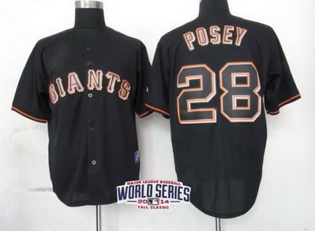 San Francisco Giants #28 Buster Posey 2014 World Series Black Jersey
