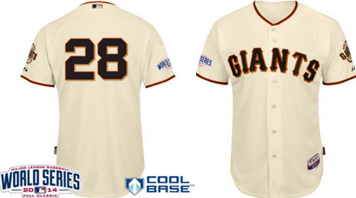 San Francisco Giants #28 Buster Posey 2014 World Series Cream Jersey