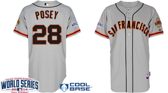 San Francisco Giants #28 Buster Posey 2014 World Series Gray Jersey