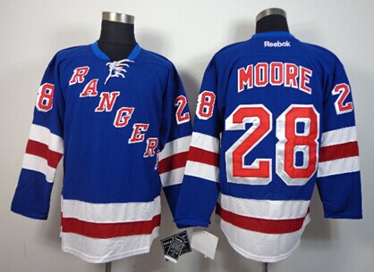 New York Rangers #28 Dominic Moore Light Blue Jersey