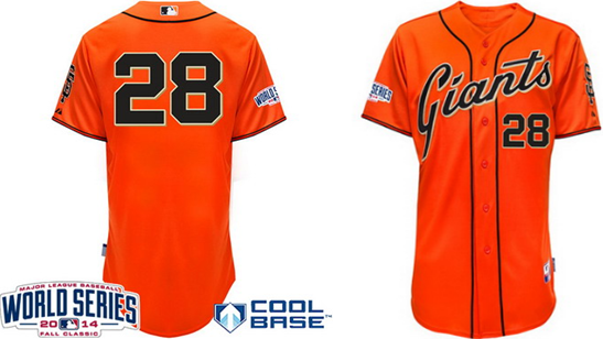 San Francisco Giants #28 Buster Posey 2014 World Series Orange Jersey