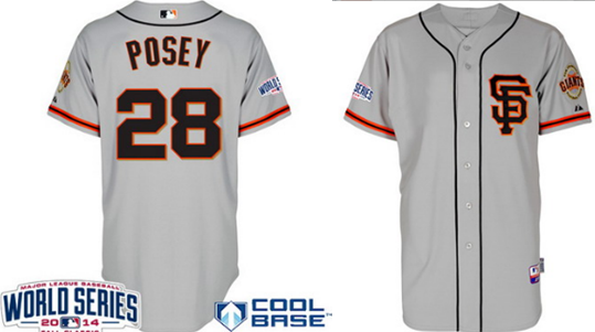 San Francisco Giants #28 Buster Posey 2014 World Series Gray SF Edition Jersey