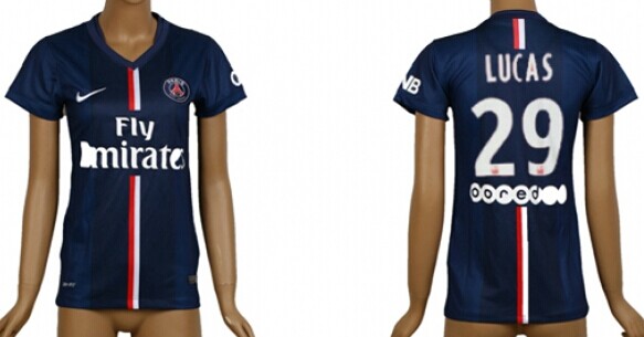 2014/15 Paris Saint-Germain #29 Lucas Home Soccer AAA+ T-Shirt_Womens
