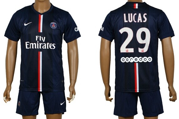 2014/15 Paris Saint-Germain #29 Lucas Home Soccer Shirt Kit