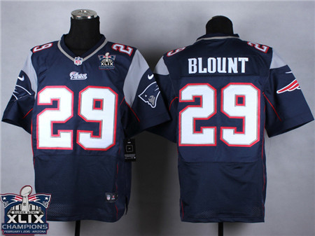 Nike New England Patriots #29 LeGarrette Blount 2015 Super Bowl XLIX Championship Blue Elite Jersey