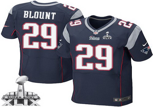 Nike New England Patriots #29 LeGarrette Blount 2015 Super Bowl XLIX Blue Elite Jersey
