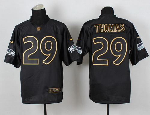 Nike Seattle Seahawks #29 Earl Thomas 2014 All Black/Gold Elite Jersey