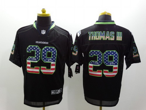 Nike Seattle Seahawks #29 Earl Thomas III 2014 USA Flag Fashion Black Elite Jersey