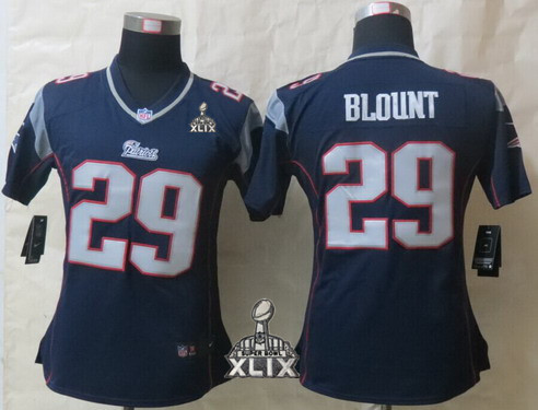 Nike New England Patriots #29 LeGarrette Blount 2015 Super Bowl XLIX Blue Game Womens Jersey