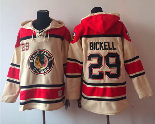 Old Time Hockey Chicago Blackhawks #29 Bryan Bickell Cream Hoodie