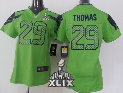 Nike Seattle Seahawks #29 Earl Thomas 2015 Super Bowl XLIX Green Game Womens Jersey
