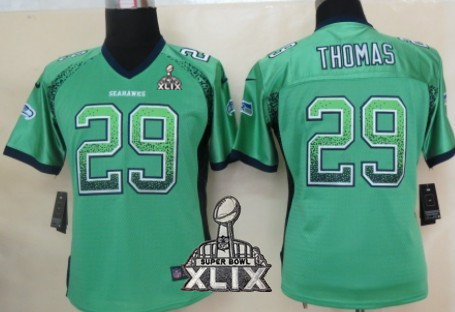 Nike Seattle Seahawks #29 Earl Thomas 2015 Super Bowl XLIX 2013 Drift Fashion Green Womens Jersey