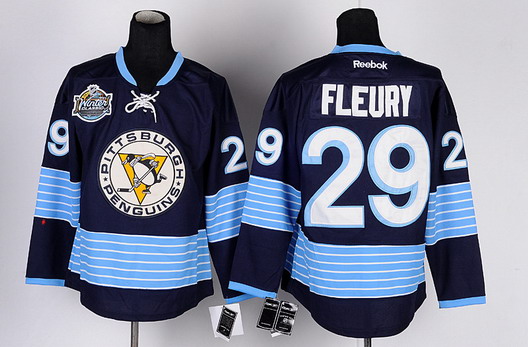 Pittsburgh Penguins #29 Marc-Andre Fleury Navy Blue Third Jersey