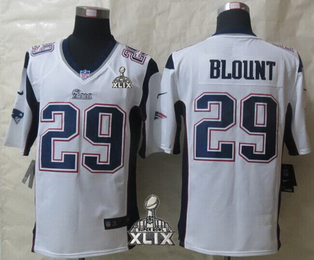 Nike New England Patriots #29 LeGarrette Blount 2015 Super Bowl XLIX White Game Jersey