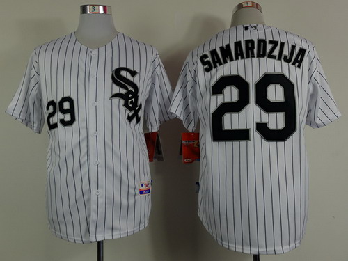 Chicago White Sox #29 Jeff Samardzija White With Black Pinstripe Jersey