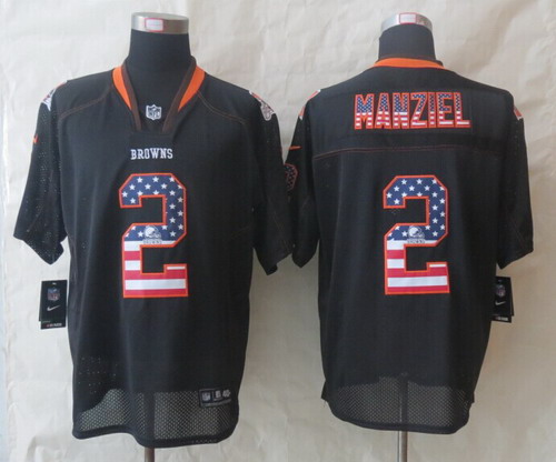 Nike Cleveland Browns #2 Johnny Manziel 2014 USA Flag Fashion Black Elite Jersey