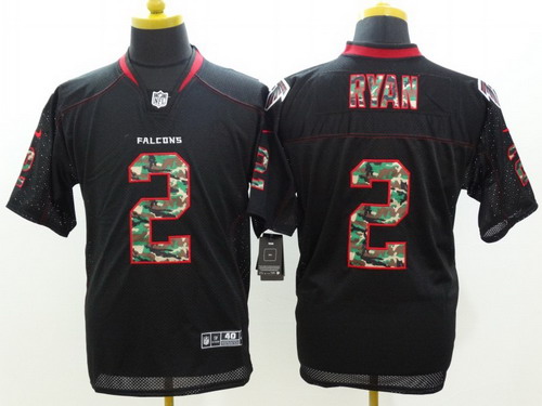 Nike Atlanta Falcons #2 Matt Ryan Black With Camo Elite Jersey