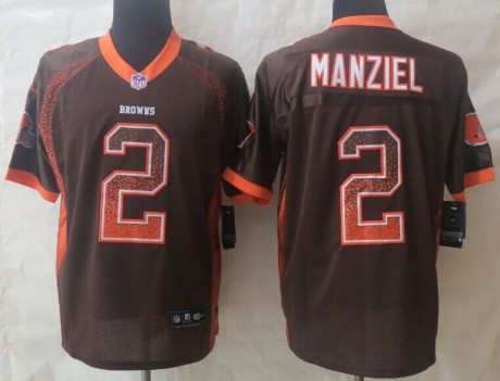 Nike Cleveland Browns #2 Johnny Manziel 2013 Drift Fashion Brown Elite Jersey