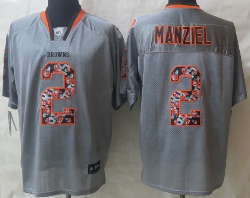 Nike Cleveland Browns #2 Johnny Manziel Lights Out Gray Ornamented Elite Jersey