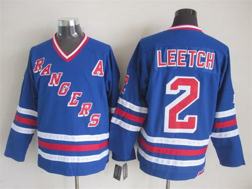 New York Rangers #2 Brian Leetch 1993 Light Blue Throwback CCM Jersey
