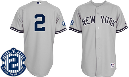 New York Yankees #2 Derek Jeter Gray Retirement Patch Jersey