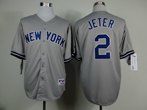 New York Yankees #2 Derek Jeter Name Gray Jersey