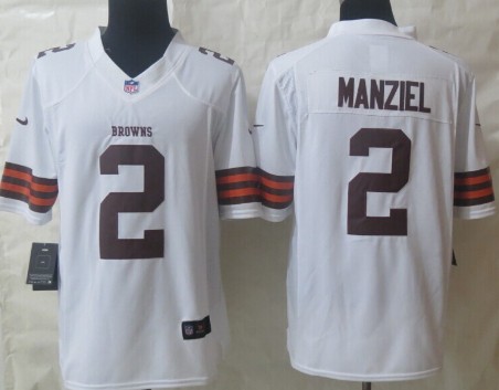 Nike Cleveland Browns #2 Johnny Manziel White Limited Jersey