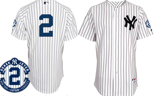 New York Yankees #2 Derek Jeter White Retirement Patch Jersey